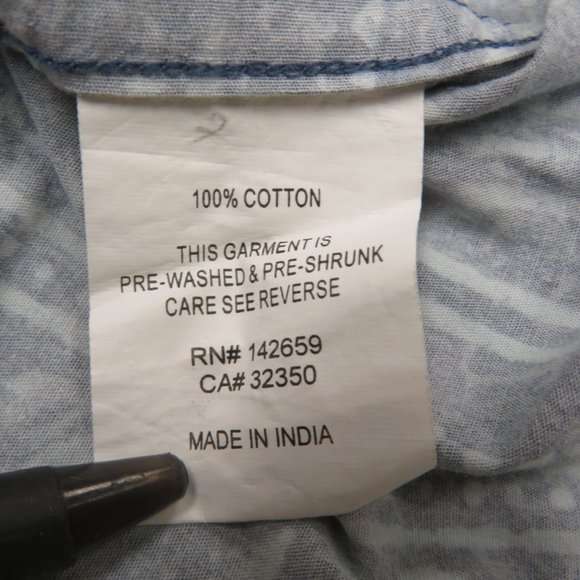 Rusty Mens Button Front Shirt Blue Hawaiian Cotton - Picture 6 of 6